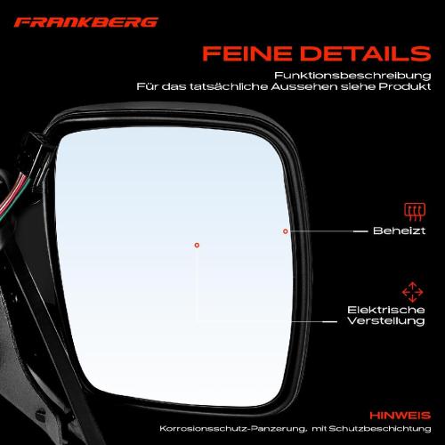Frankberg 1x Außenspiegel Rechts für Mercedes-Benz Vito Bus W638 2.0L 2.2L 2.3L 1996-2003 Bild Frankberg 1x Außenspiegel Rechts für Mercedes-Benz Vito Bus W638 2.0L 2.2L 2.3L 1996-2003