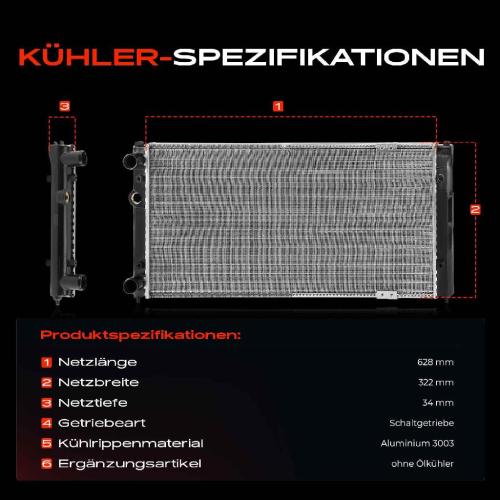 1x Kühler Wasserkühler Motorkühler für Seat Cordoba 6K1 6K2 6K5 Ibiza II 1.9L 2.0L Bild 1x Kühler Wasserkühler Motorkühler für Seat Cordoba 6K1 6K2 6K5 Ibiza II 1.9L 2.0L