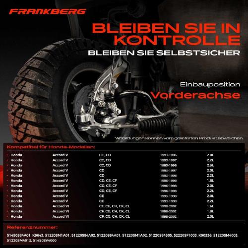 4x Traggelenk Vorderachse für Honda Accord V Aerodeck Coupe VI Hatchback 2.0L 2.2L 1993-2003 Bild 4x Traggelenk Vorderachse für Honda Accord V Aerodeck Coupe VI Hatchback 2.0L 2.2L 1993-2003