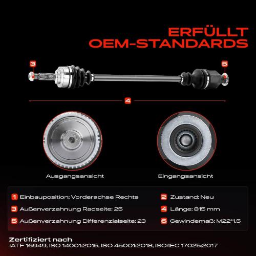 1x Antriebswelle Vorderachse Rechts für Volvo S40 I 644 VS V40 Kombi 645 VW Mitsubishi Bild 1x Antriebswelle Vorderachse Rechts für Volvo S40 I 644 VS V40 Kombi 645 VW Mitsubishi