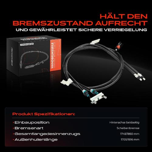 1x Seilzug Feststellbremse Hinterachse beidseitig für Volvo C70 II Cabriolet S40 II V40 Cross Country V50 Bild 1x Seilzug Feststellbremse Hinterachse beidseitig für Volvo C70 II Cabriolet S40 II V40 Cross Country V50