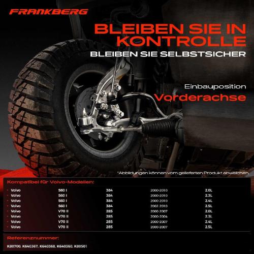 Frankberg 1x Querlenker Satz Vorderachse für Volvo S60 I 384 V70 II 285 2.0L 2.3L 2.4L 2.5L 2000-2010 Bild Frankberg 1x Querlenker Satz Vorderachse für Volvo S60 I 384 V70 II 285 2.0L 2.3L 2.4L 2.5L 2000-2010