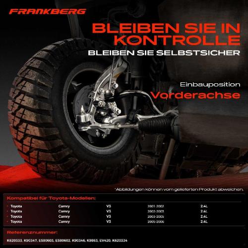 Frankberg 1x Querlenker Satz Vorderachse für Toyota Camry Stufenheck V3 2.4L 2001-2006 Bild Frankberg 1x Querlenker Satz Vorderachse für Toyota Camry Stufenheck V3 2.4L 2001-2006