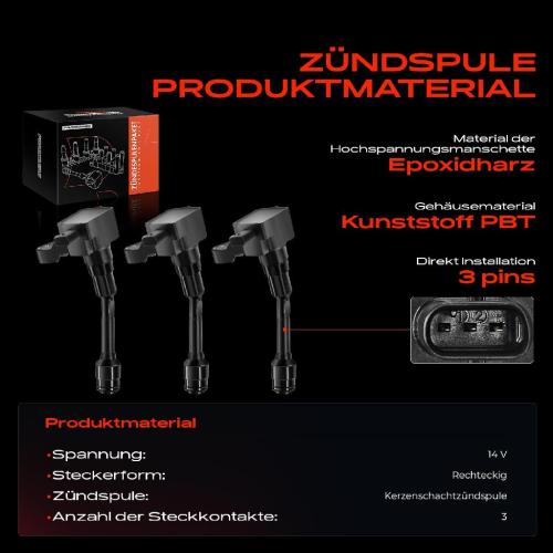 Frankberg 3x Zündmodul Zündspule für Ford B-Max C-Max II Ecosport Fiesta VI Focus III Stufenheck Turnier Bild Frankberg 3x Zündmodul Zündspule für Ford B-Max C-Max II Ecosport Fiesta VI Focus III Stufenheck Turnier