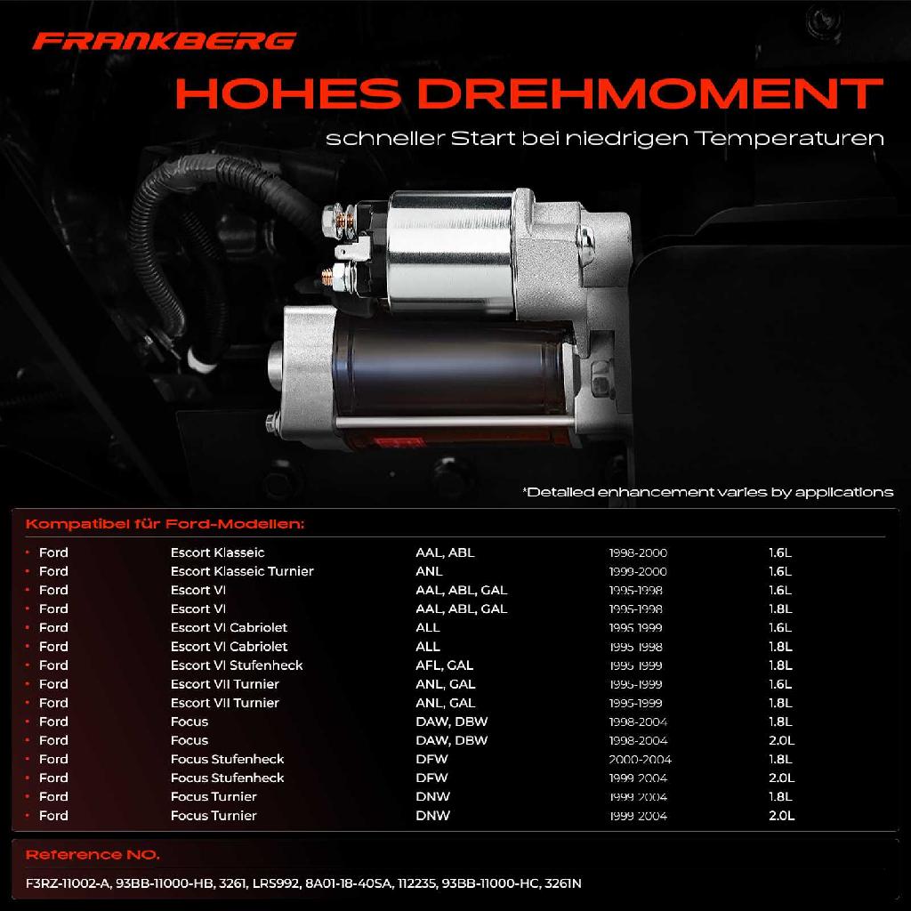 1x Anlasser Starter für Ford Escort Klasseic Turnier VI Cabriolet Stufenheck VII Focus Mondeo I