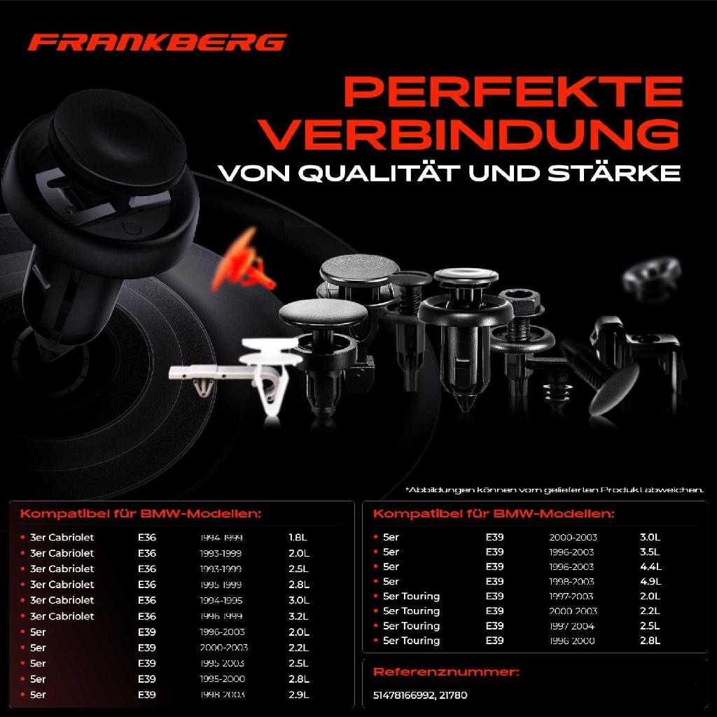 20x Befestigungsclips Kotflügel für BMW 3er E36 318-328 M3 5er E39 520-540 M5