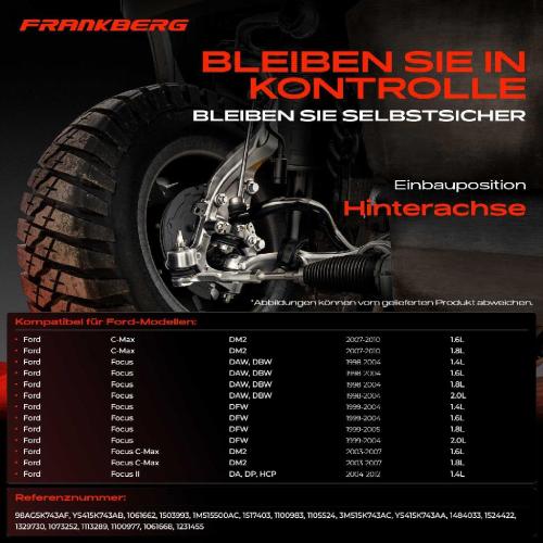4x Querlenker Hinterachse für Ford C-Max Focus II Stufenheck 1.6L 1.8L 1.4L 2.0L 1998-2012 Bild 4x Querlenker Hinterachse für Ford C-Max Focus II Stufenheck 1.6L 1.8L 1.4L 2.0L 1998-2012