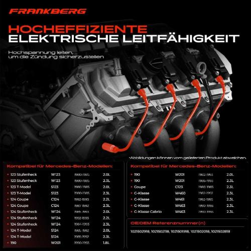 5x Zündleitungssatz Zündkabel für Mercedes-Benz W123 S123 C124 W124 S124 Bild 5x Zündleitungssatz Zündkabel für Mercedes-Benz W123 S123 C124 W124 S124