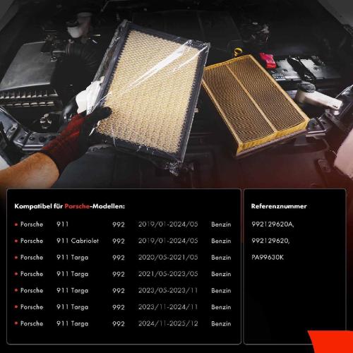 2x Luftfilter Filtereinsatz für Porsche 911 992 Cabriolet Targa 3.0L ab 2019 Bild 2x Luftfilter Filtereinsatz für Porsche 911 992 Cabriolet Targa 3.0L ab 2019