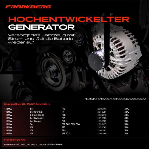 1x Lichtmaschine Generator für 5er F10 F11 6er F06 F12 F13 7er F04 X3 X5 X6 Bild 1x Lichtmaschine Generator für 5er F10 F11 6er F06 F12 F13 7er F04 X3 X5 X6