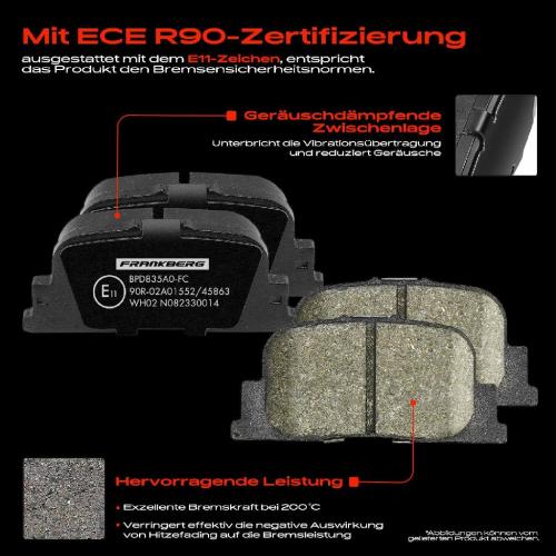 Frankberg 4x Bremsbeläge Hinterachse für Toyota Camry V2 2.2L 3.0L 1996-2002 Bild Frankberg 4x Bremsbeläge Hinterachse für Toyota Camry V2 2.2L 3.0L 1996-2002