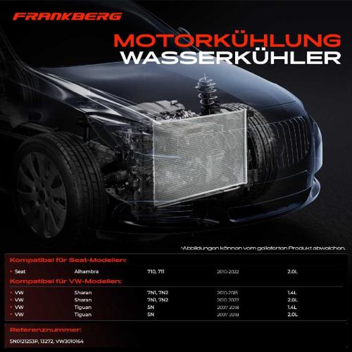 Frankberg 1x Kühler Wasserkühler Motorkühler für VW Tiguan 5N Sharan 7N1 Seat 2.0L Bild Frankberg 1x Kühler Wasserkühler Motorkühler für VW Tiguan 5N Sharan 7N1 Seat 2.0L