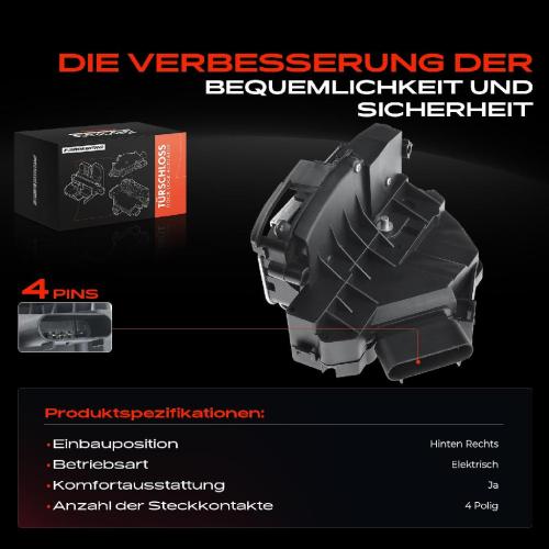 Frankberg 1x Türschloss Hinten Rechts für Ford Focus III Stufenheck 1.0L 1.5L 1.6L 2.0L 2.3L 2010-2020 Bild Frankberg 1x Türschloss Hinten Rechts für Ford Focus III Stufenheck 1.0L 1.5L 1.6L 2.0L 2.3L 2010-2020