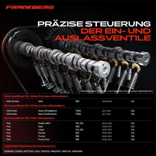 Frankberg 1x Nockenwelle für Mito 955 Chevrolet Aveo Fiat Doblo Punto Panda 169 Lancia Opel Bild Frankberg 1x Nockenwelle für Mito 955 Chevrolet Aveo Fiat Doblo Punto Panda 169 Lancia Opel