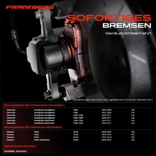 4x Bremsbeläge Vorderachse für Chevrolet Aveo/Kalos Schrägheck Stufenheck Daewoo Kalos 2002-2025 Bild 4x Bremsbeläge Vorderachse für Chevrolet Aveo/Kalos Schrägheck Stufenheck Daewoo Kalos 2002-2025