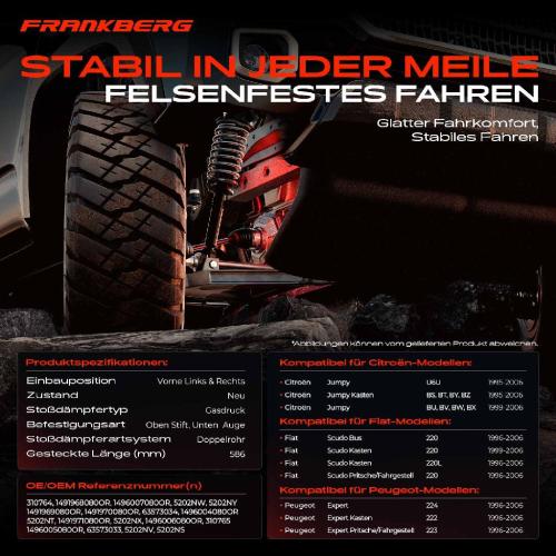 2x Stoßdämpfer Vorderachse für Citroën Jumpy Fiat Scudo Peugeot Expert 1995-2006 Bild 2x Stoßdämpfer Vorderachse für Citroën Jumpy Fiat Scudo Peugeot Expert 1995-2006