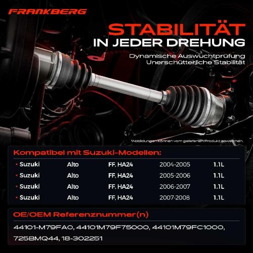 1x Antriebswelle Vorderachse Rechts für Suzuki Alto FF HA24 1.1L 2004-2008 Bild 1x Antriebswelle Vorderachse Rechts für Suzuki Alto FF HA24 1.1L 2004-2008