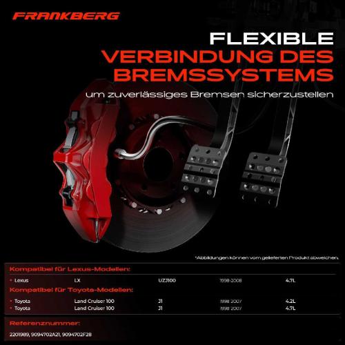 1x Bremsschlauch Bremsschläuche Vorderachse Rechts für Toyota Land Cruiser 100 Lexus LX Bild 1x Bremsschlauch Bremsschläuche Vorderachse Rechts für Toyota Land Cruiser 100 Lexus LX