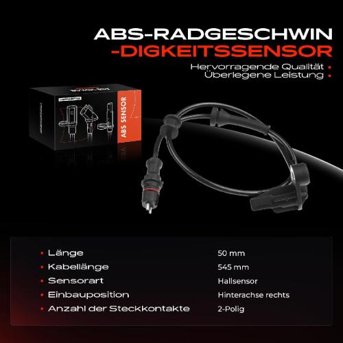 Frankberg 1x ABS Sensor Hinterachse rechts für Renault Laguna I Grandtour 1.6L 1.8L 1.9L 2.0L 2.2L 1997-2001 Bild Frankberg 1x ABS Sensor Hinterachse rechts für Renault Laguna I Grandtour 1.6L 1.8L 1.9L 2.0L 2.2L 1997-2001