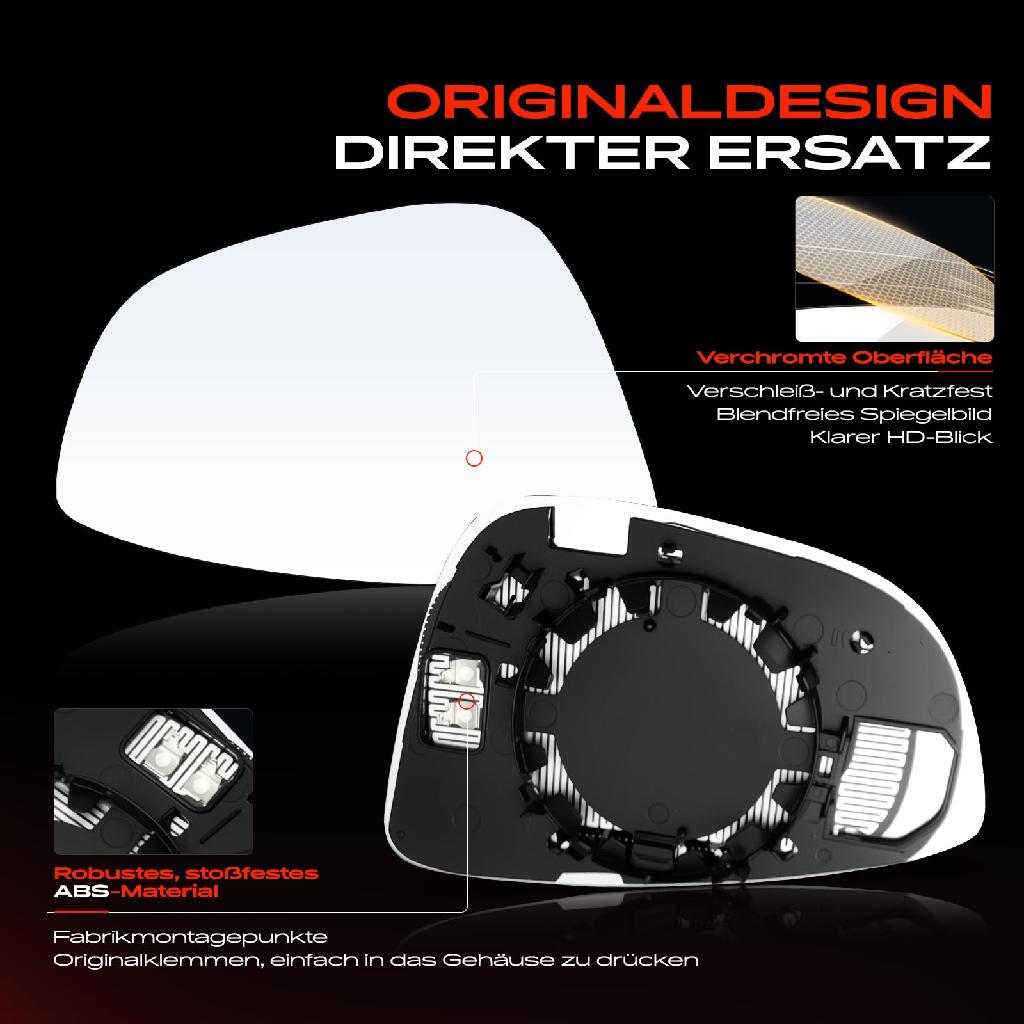 1x Spiegelglas Außenspiegel rechts für VW Passat Variant CC 365 Scirocco 137 138
