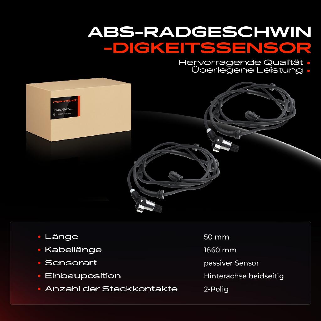 2x ABS Sensor Hinten für VW Caddy II MPV Seat Inca 1.4L 1.6L 1.7L 1.9L 1995-2004