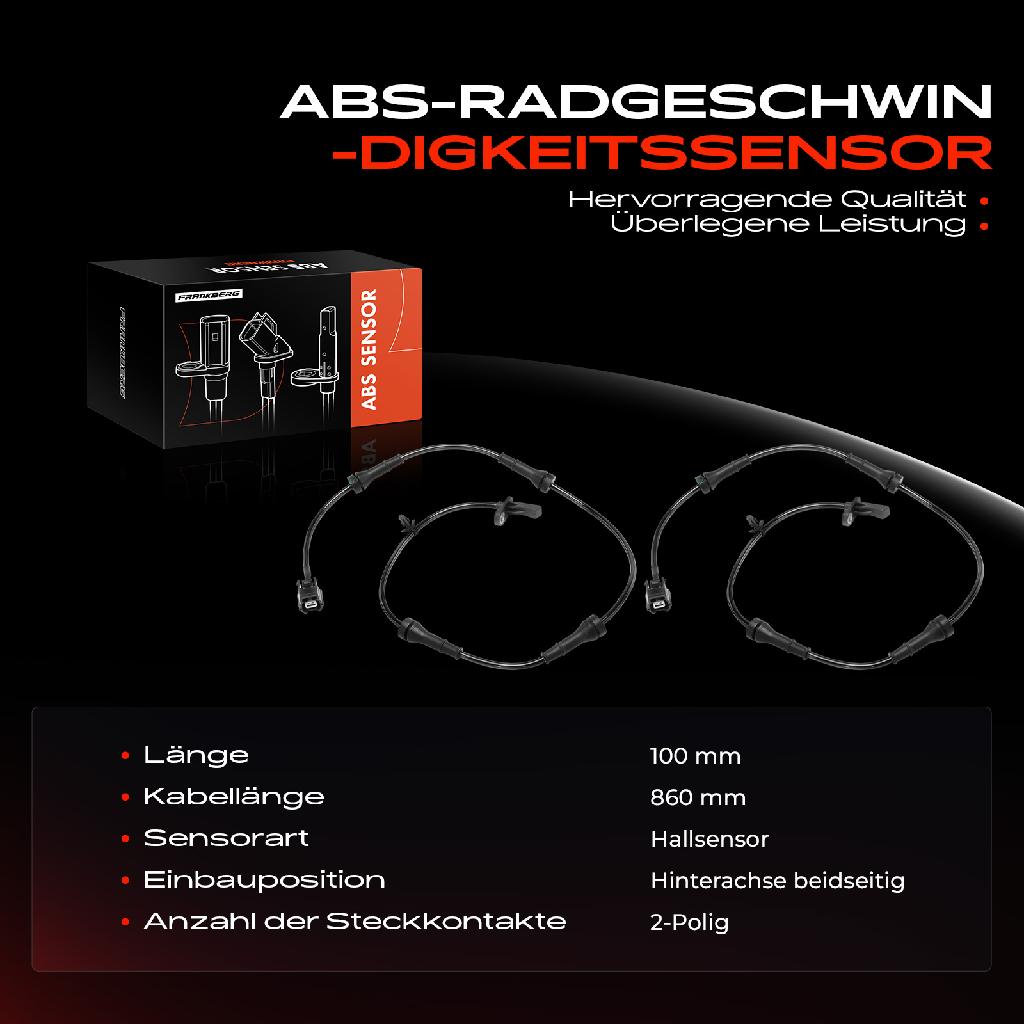 2x ABS Sensor Hinterachse beidseitig für Nissan Juke F15 1.6L 2010-2019
