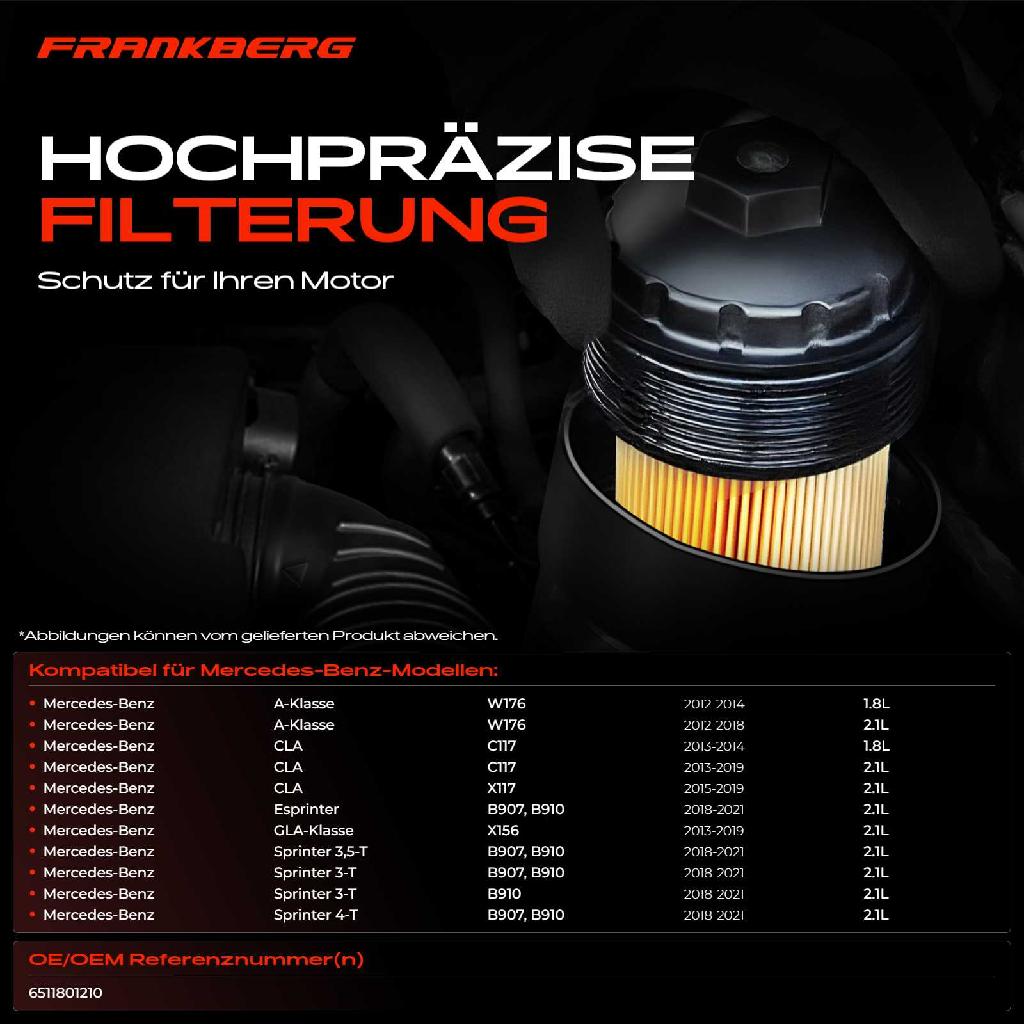 1x ÖlkühlerÖlfilter für Mercedes-Benz W176 W242 W246 C117 X117 X156 B907 B910 2.1L
