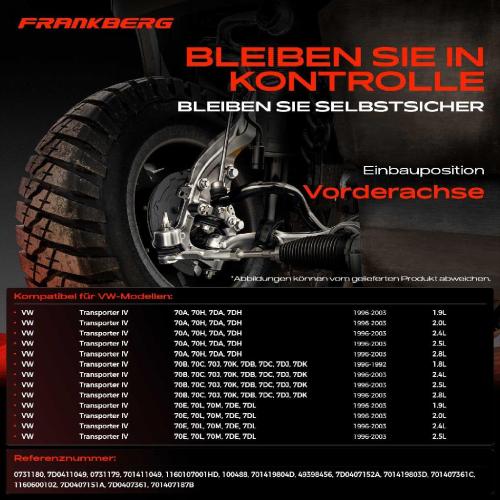 1x Querlenker Satz Vorderachse für VW Transporter IV Bus Kasten Pritsche/Fahrgestell 2.4L 2.5L 2.8L 1992-2003 Bild 1x Querlenker Satz Vorderachse für VW Transporter IV Bus Kasten Pritsche/Fahrgestell 2.4L 2.5L 2.8L 1992-2003