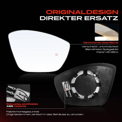 1x Spiegelglas Außenspiegel rechts für Citroën C3 III Van C4 Cactus Van Peugeot 208 I 308 II Bild 1x Spiegelglas Außenspiegel rechts für Citroën C3 III Van C4 Cactus Van Peugeot 208 I 308 II