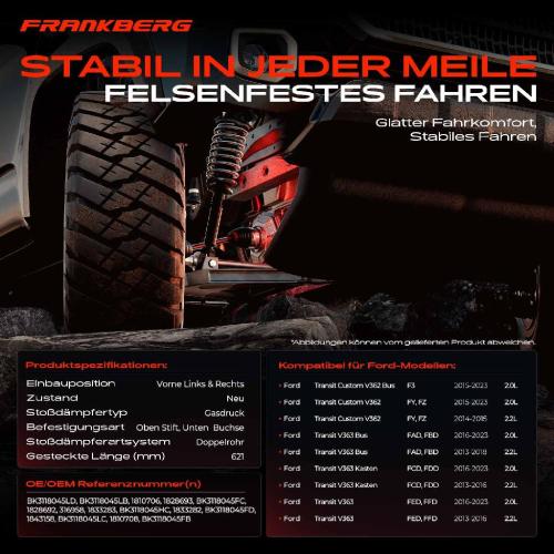 2x Stoßdämpfer Vorderachse für Ford Transit Custom V362 F3 FY FZ Transit V363 Bj ab 2013 Bild 2x Stoßdämpfer Vorderachse für Ford Transit Custom V362 F3 FY FZ Transit V363 Bj ab 2013