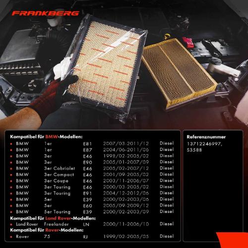 1x Luftfilter Filtereinsatz für BMW 1er E81 E87 3er E46 E90 E91 5er E60 E61 Bild 1x Luftfilter Filtereinsatz für BMW 1er E81 E87 3er E46 E90 E91 5er E60 E61