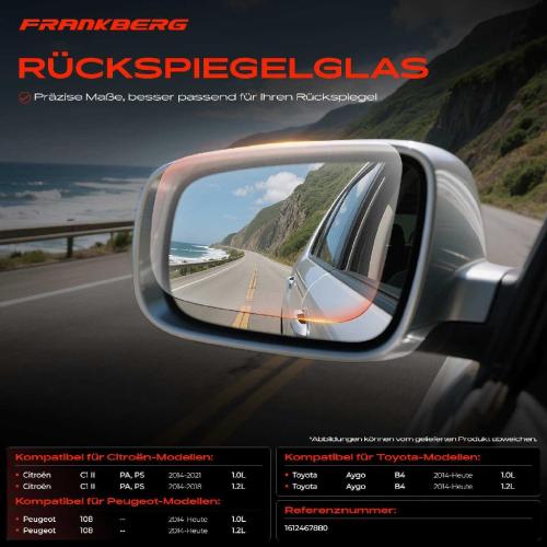 1x Spiegelglas Außenspiegel links für Citroën C1 II Peugeot Toyota Bild 1x Spiegelglas Außenspiegel links für Citroën C1 II Peugeot Toyota