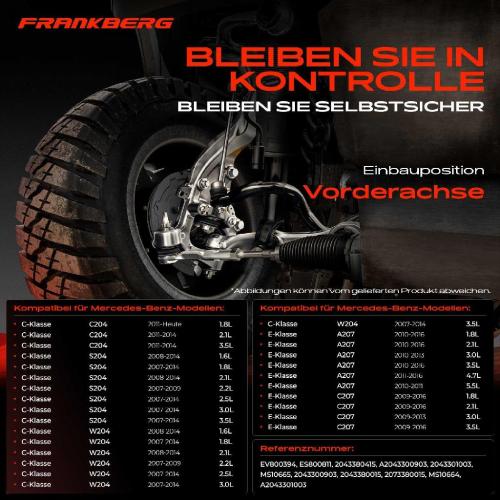 Frankberg 1x Querlenker Satz Vorderachse für Mercedes-Benz C-Klasse Coupe W204 C204 S204 A207 C207 Bj ab 2007 Bild Frankberg 1x Querlenker Satz Vorderachse für Mercedes-Benz C-Klasse Coupe W204 C204 S204 A207 C207 Bj ab 2007