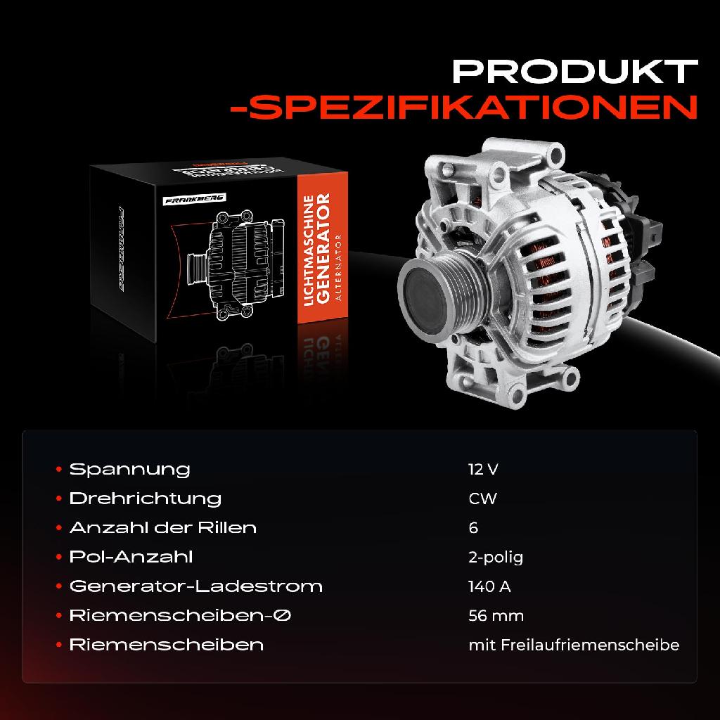 1x Lichtmaschine Generator für Audi A4 8K2 B8 A5 8T3 8F7 8TA Q5 8RB 1.8L 2.0L