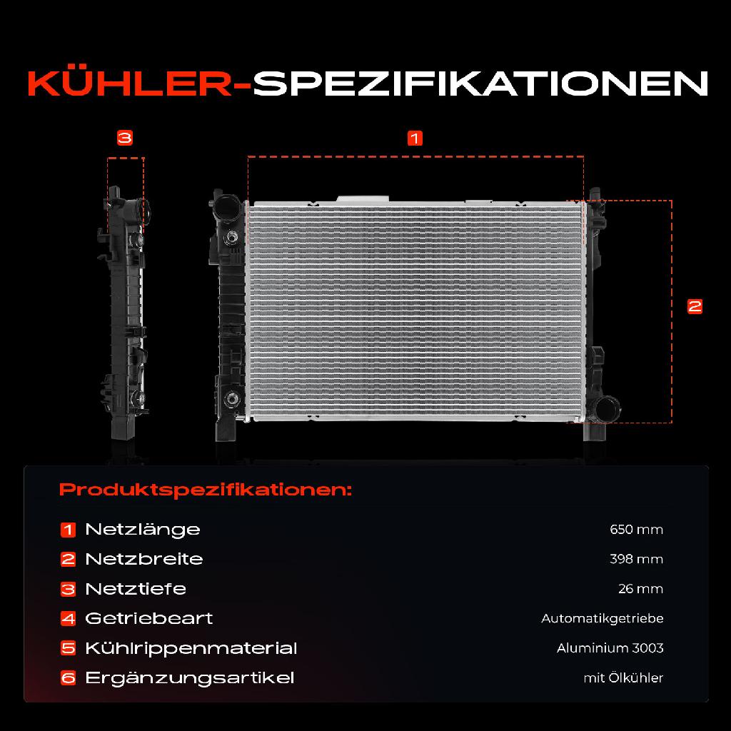 1x Kühler Wasserkühler Motorkühler für Mercedes-Benz W203 S203 C209 A209 R171