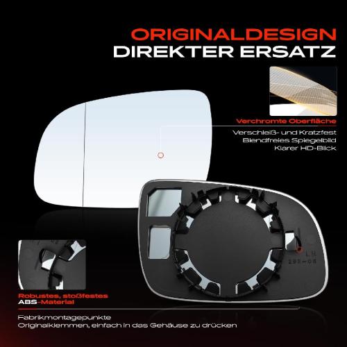 1x Spiegelglas Außenspiegel rechts für Audi A4 2007-2015 A3 A5 8F7 Bild 1x Spiegelglas Außenspiegel rechts für Audi A4 2007-2015 A3 A5 8F7