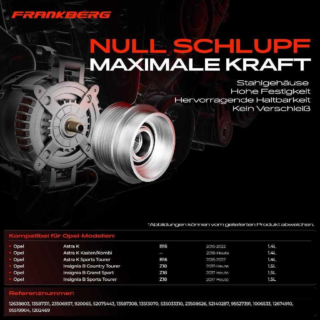 1x Generatorfreilauf Lichtmaschine für Opel Astra K Insignia B 1.4L 1.5L