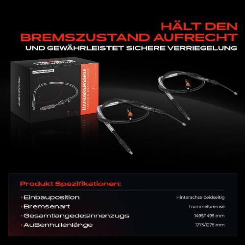 2x Seilzug Feststellbremse Hinterachse beidseitig für Citroën Jumpy VF7 Peugeot Expert Fiat Bild 2x Seilzug Feststellbremse Hinterachse beidseitig für Citroën Jumpy VF7 Peugeot Expert Fiat