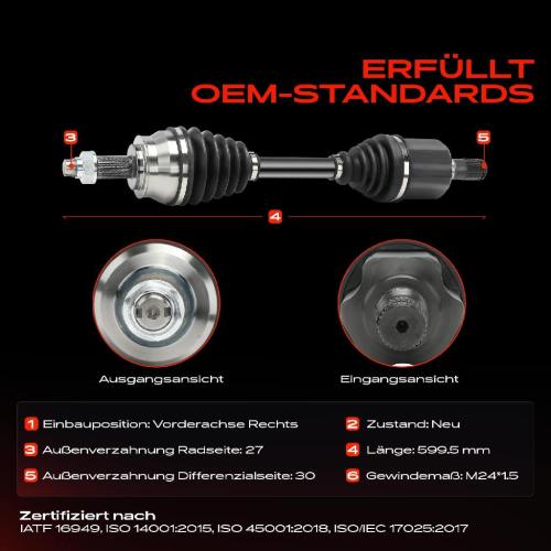 1x Antriebswelle Vorderachse Rechts für Fiat 500X Jeep Renegade Bj ab 2014 Bild 1x Antriebswelle Vorderachse Rechts für Fiat 500X Jeep Renegade Bj ab 2014