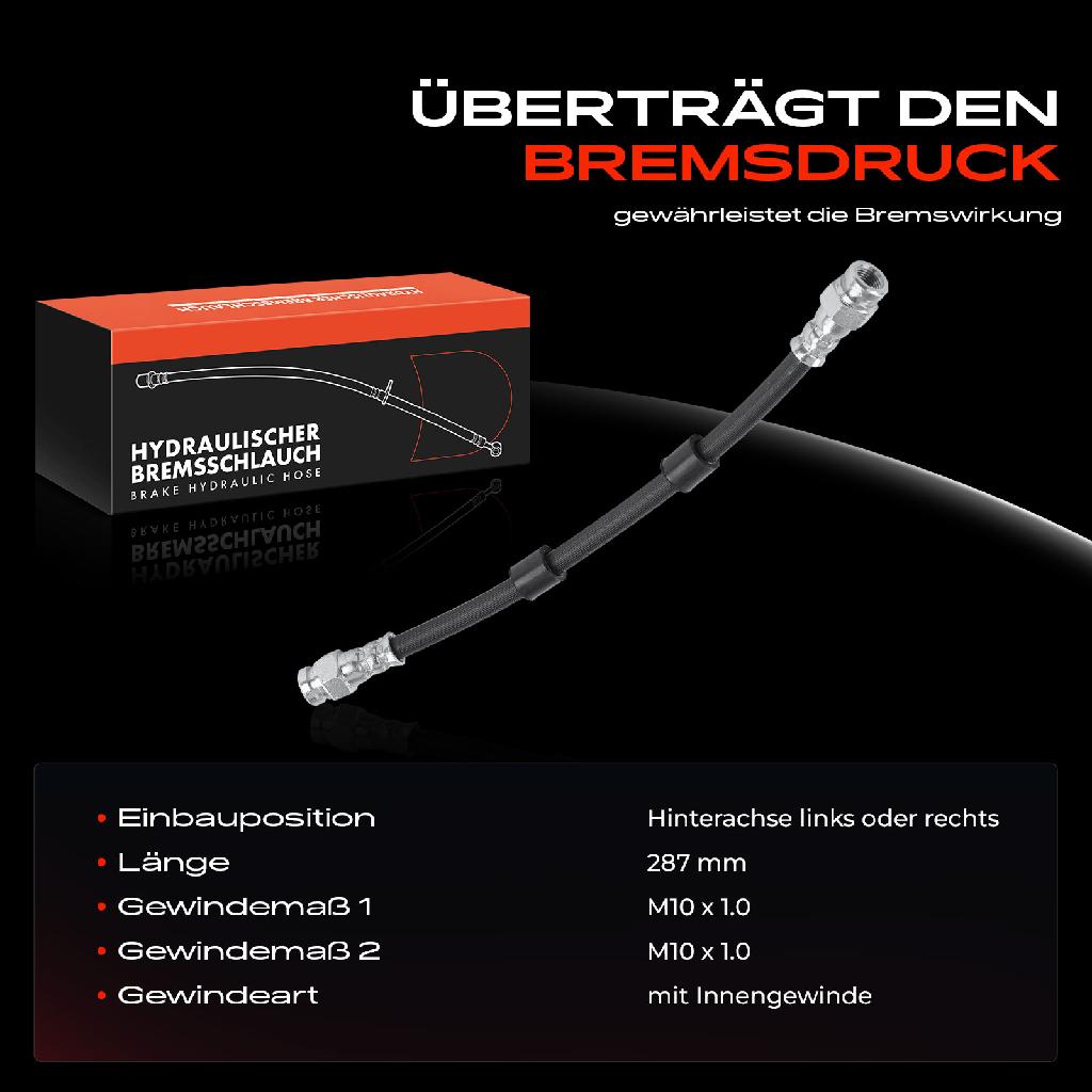 1x Bremsschlauch Bremsschläuche Hinterachse Links oder Rechts für Ford Fiesta VI CB1 Mazda 2 DE DH