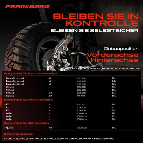 Frankberg 4x Koppelstange Hinterachse für Hyundai Equus/Centennial Genesis Coupe Infiniti FX QX70 KIA Quoris Bild Frankberg 4x Koppelstange Hinterachse für Hyundai Equus/Centennial Genesis Coupe Infiniti FX QX70 KIA Quoris