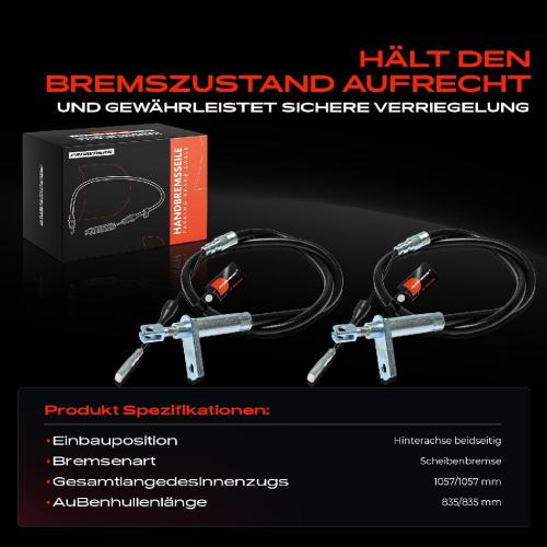 2x Seilzug Feststellbremse Hinterachse beidseitig für Mercedes-Benz W201 E-KLASSE W124 A124 C124 Bild 2x Seilzug Feststellbremse Hinterachse beidseitig für Mercedes-Benz W201 E-KLASSE W124 A124 C124