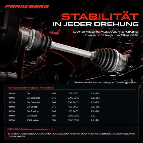 1x Antriebswelle Hinterachse Links für BMW 3er Cabriolet Compact Coupe E46 Bild 1x Antriebswelle Hinterachse Links für BMW 3er Cabriolet Compact Coupe E46