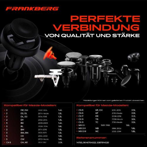 Frankberg 20x Befestigungsclips Kotflügel Radhaus für Mazda MX-5 IV Toyota 4 Runner 2 Bild Frankberg 20x Befestigungsclips Kotflügel Radhaus für Mazda MX-5 IV Toyota 4 Runner 2