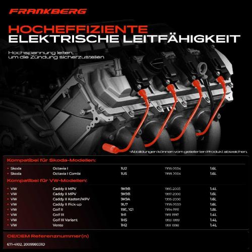 5x Zündleitungssatz Zündkabel für VW Golf II III Vento Skoda Octavia I 1.4L-1.8L Bild 5x Zündleitungssatz Zündkabel für VW Golf II III Vento Skoda Octavia I 1.4L-1.8L