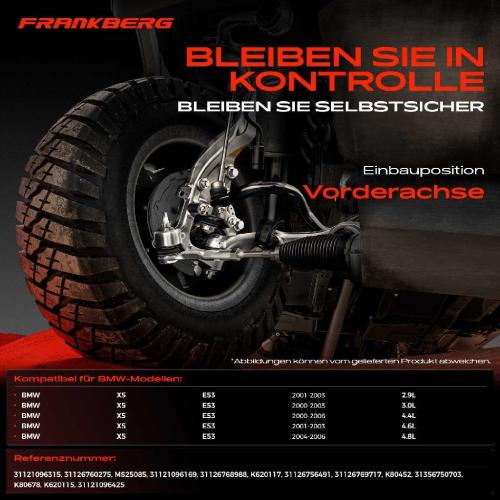Frankberg 1x Querlenker Satz Vorderachse für BMW X5 E53 2.9L 3.0L 4.4L 4.6L 4.8L 2000-2006 Bild Frankberg 1x Querlenker Satz Vorderachse für BMW X5 E53 2.9L 3.0L 4.4L 4.6L 4.8L 2000-2006
