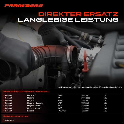 Frankberg 1x Ansaugschlauch, Luftfilter für Renault Megane BA0/1 LA0/1 JA0/1 1.9L 2.0L 1996-2003 Bild Frankberg 1x Ansaugschlauch, Luftfilter für Renault Megane BA0/1 LA0/1 JA0/1 1.9L 2.0L 1996-2003