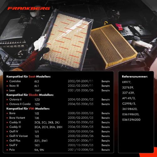 1x Luftfilter Filtereinsatz für VW Golf IV 1J V 1K Polo 9A Caddy Skoda Seat Ibiza Bild 1x Luftfilter Filtereinsatz für VW Golf IV 1J V 1K Polo 9A Caddy Skoda Seat Ibiza