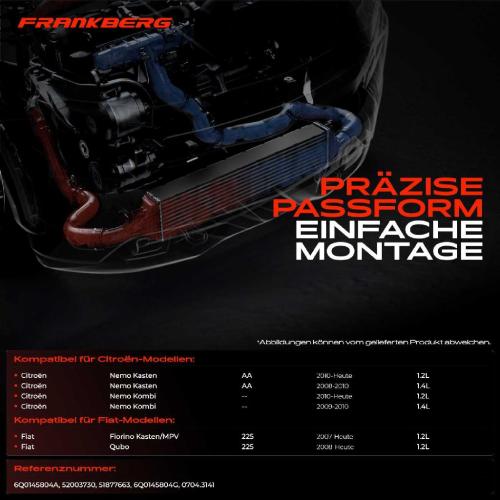 1x Ladeluftkühler Turbokühler für Citroën Nemo Fiat Fiorino Qubo Bj ab 2007 1.3L 1.4L Bild 1x Ladeluftkühler Turbokühler für Citroën Nemo Fiat Fiorino Qubo Bj ab 2007 1.3L 1.4L