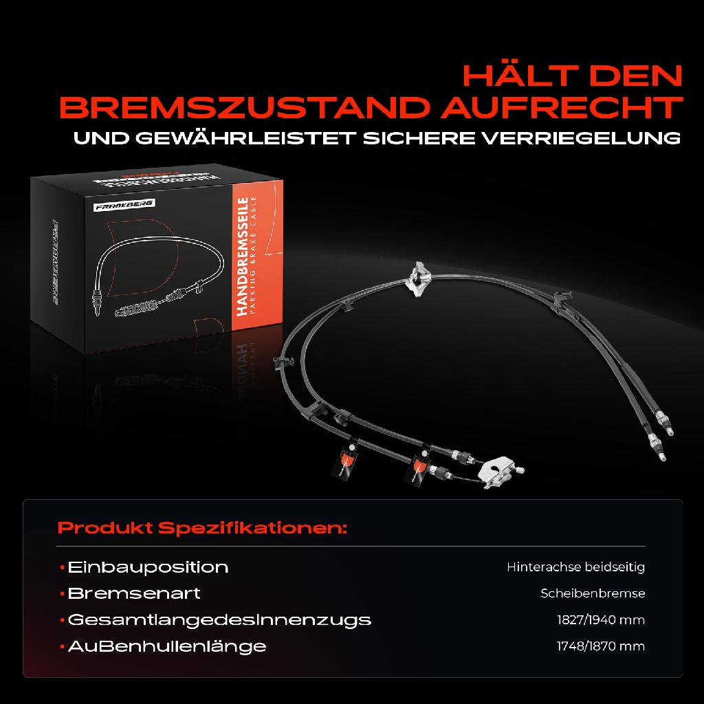 1x Seilzug Feststellbremse Hinterachse beidseitig für Ford Focus III C-Max II 2010-2020